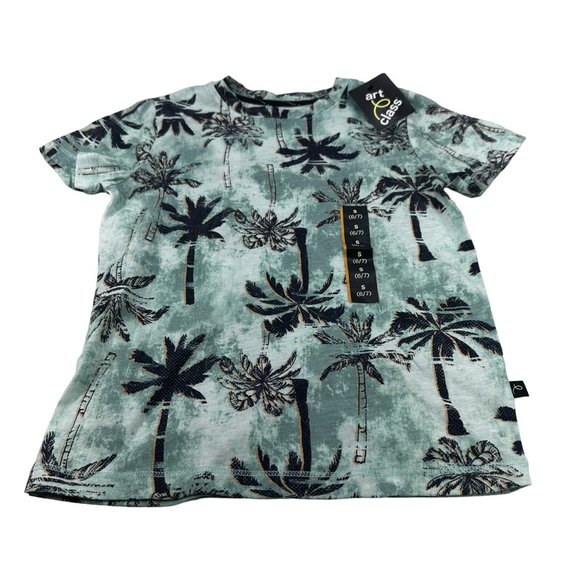 Art Class Boy's Size Small 6-7 Tee Shirt Short Sleeve Palm Trees Green New - Picture 1 of 13